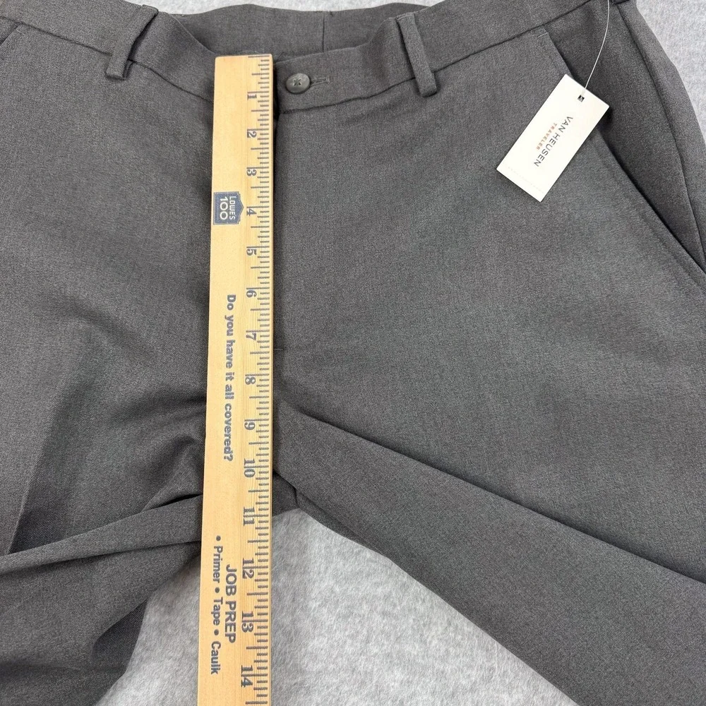 Van Heusen Traveler Dress Pants Mens 32x29 Gray Slim Premium Non Iron NEW $60